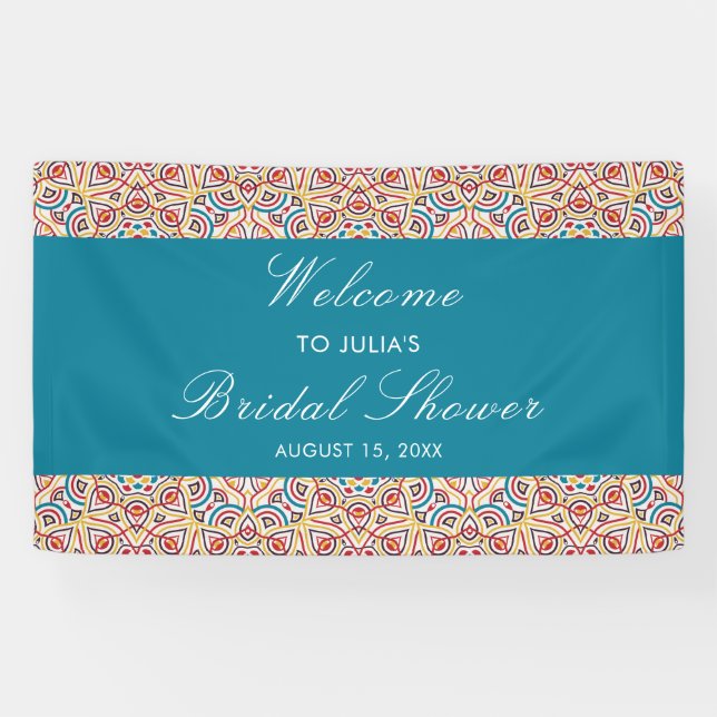 Geometrische Glitzern Kupfermetallisches Brautpart Banner (Horizontal)