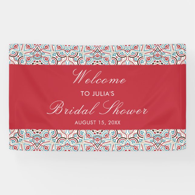 Geometrische Glitzern Kupfermetallisches Brautpart Banner (Horizontal)