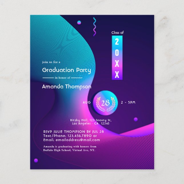 Geometrische Glow Graduation Party Flyer (Vorne)
