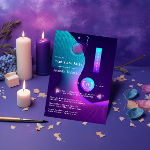 Geometrische Glow Virtual Graduation Party Einladung