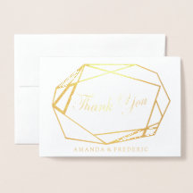 Geometrische Gold Foil Violet Blume DANK Karte