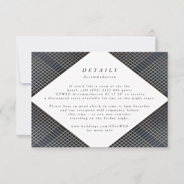 Geometrische Gold-Gatsby-Hochzeitskarte RSVP Karte (Vorderseite)
