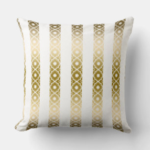 Geometrische Gold- und Weißstreifen und Quatrefoli Kissen