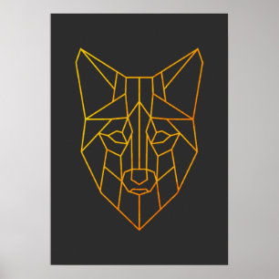 Geometrische goldene Fuchs Tier moderne Wildtierku Poster