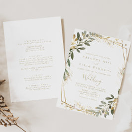 Geometrische goldene Grüne Herbstzeit Einladung