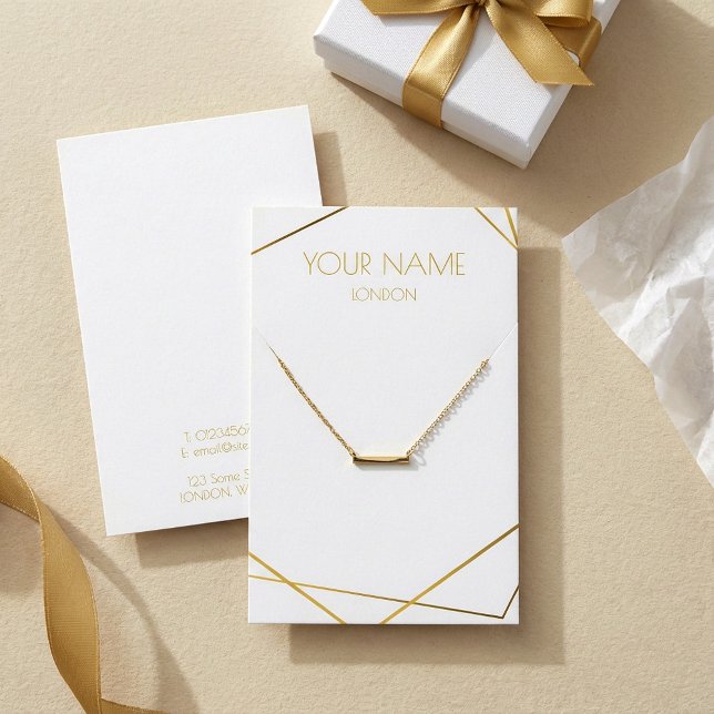 geometrische goldene Halskette oder Armband-Grafik (Gold geometric necklace and bracelet display card.)