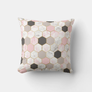 Geometrische Goldfolie, Marmorhexagonmuster. Kissen