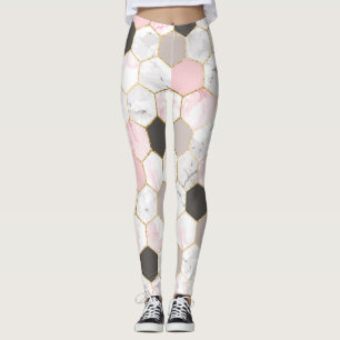 Geometrische Goldfolie, Marmorhexagonmuster. Leggings