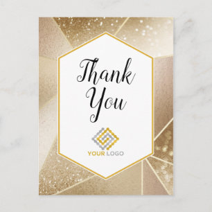 Geometrische Goldfunken Danke-Logo Geschäft Postkarte