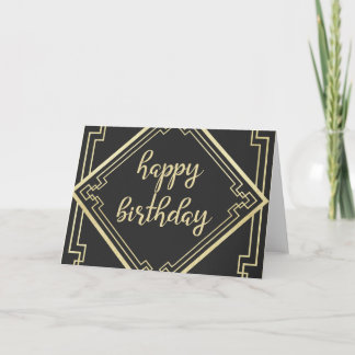 Geometrische Goldgrenzen Art Deco Geburtstag Karte