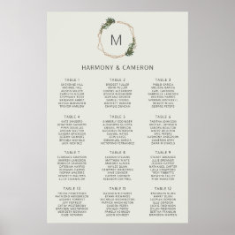 Geometrische Goldgrün-Hochzeitstabelle Poster