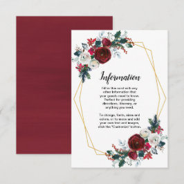 Geometrische Goldrahmen Burgundy Winter-Blume Einladung