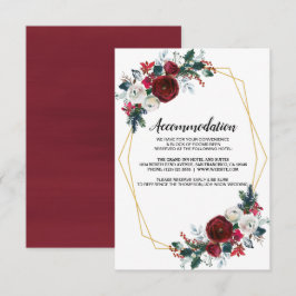 Geometrische Goldrahmen Burgundy Winter-Blume Einladung