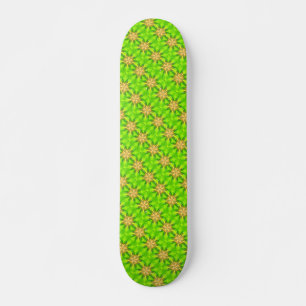 geometrische Goldsterne auf grünem Skateboard