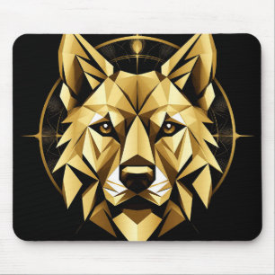 Geometrische Goldwolf-Illustration Mousepad