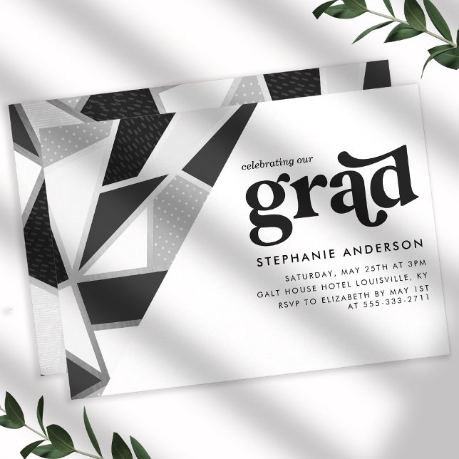 Geometrische Graduierungspartei für Schwarz und Si Einladung (Von Creator hochgeladen)