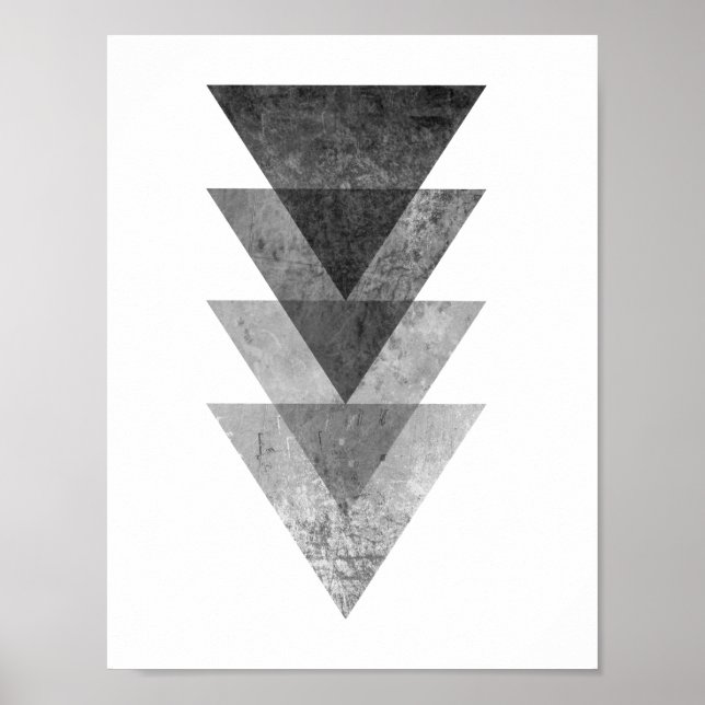 Geometrische graue Dreiecke Poster (Vorne)