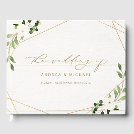 Geometrische Greenerie des Brautparty Wedding Gold Gästebuch
