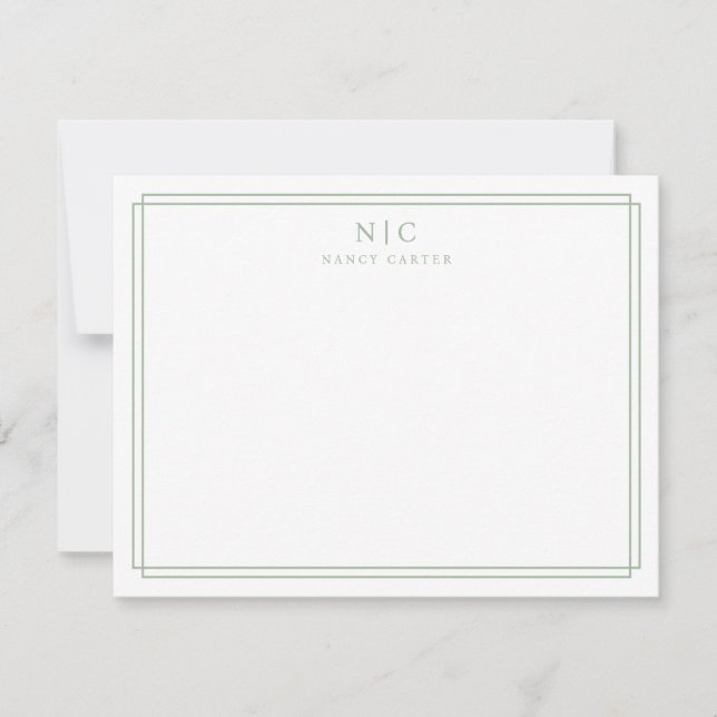 Geometrische Grenze für das Format Green Monogram Mitteilungskarte (Vorderseite)