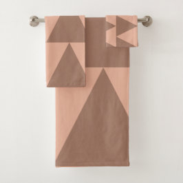 Geometrische große Dreiecke Mocha Mousse Dusty Pin Badhandtuch Set