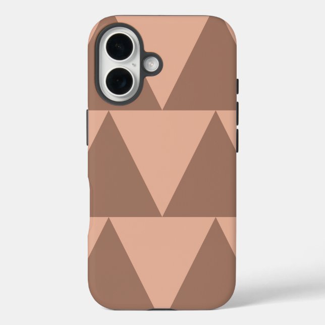Geometrische große Dreiecke Mocha Mousse Dusty Pin iPhone 16 Hülle (Rückseite)
