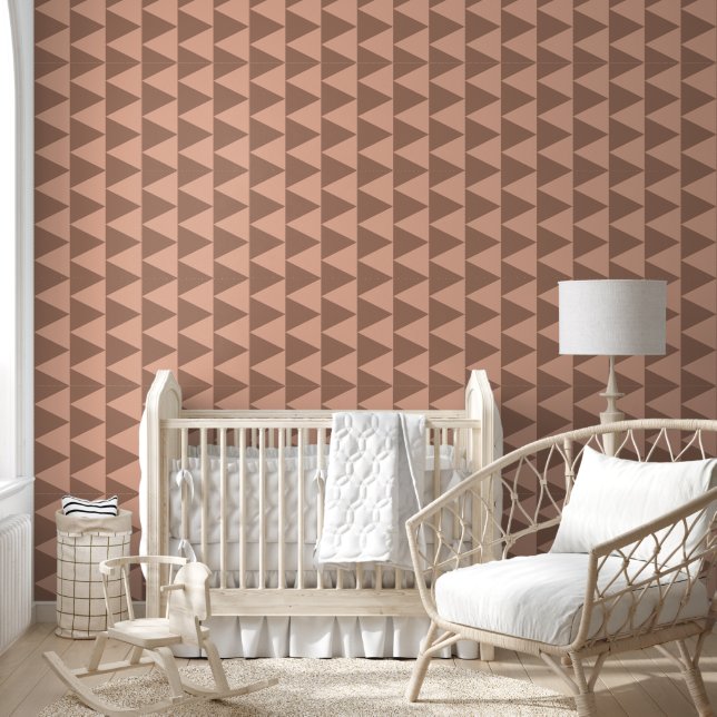 Geometrische große Dreiecke Mocha Mousse Dusty Pin Tapete (Kinder)