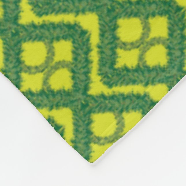 Geometrische Grüne Garland-Quadrate Fleecedecke (Ecke)