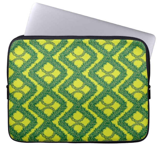 Geometrische Grüne Garland-Quadrate Laptopschutzhülle (Vorderseite)
