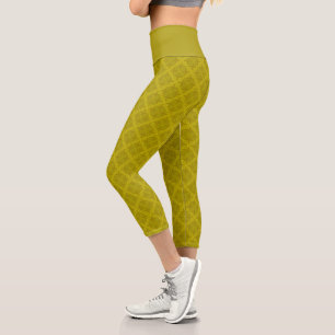 Geometrische grüne Oliven Art Deco Capri Leggings
