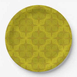 Geometrische grüne Oliven Art Deco Pappteller