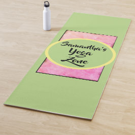 Geometrische grüne Rosa Wasserfarbe Yogamatte