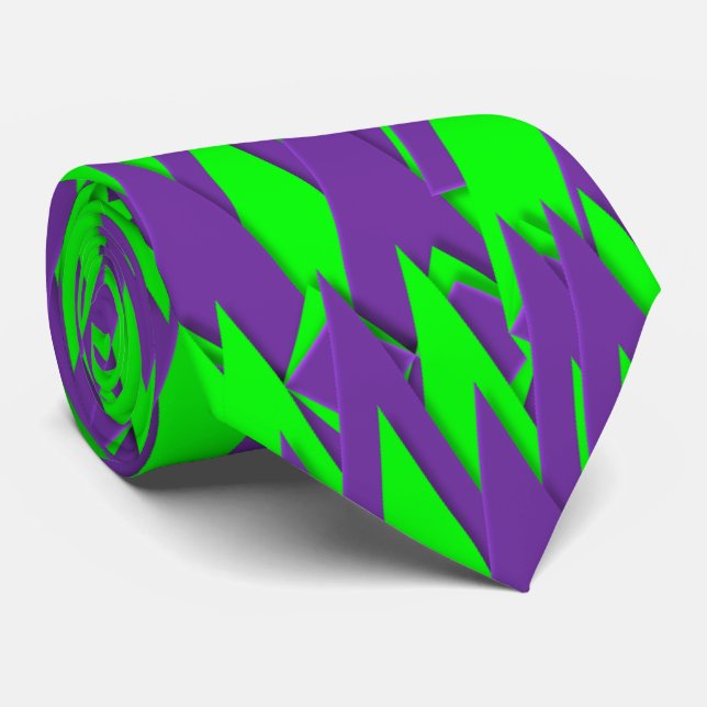Geometrische, grüne und Lila 3D-Bildausgabe Krawatte (Gerollt)