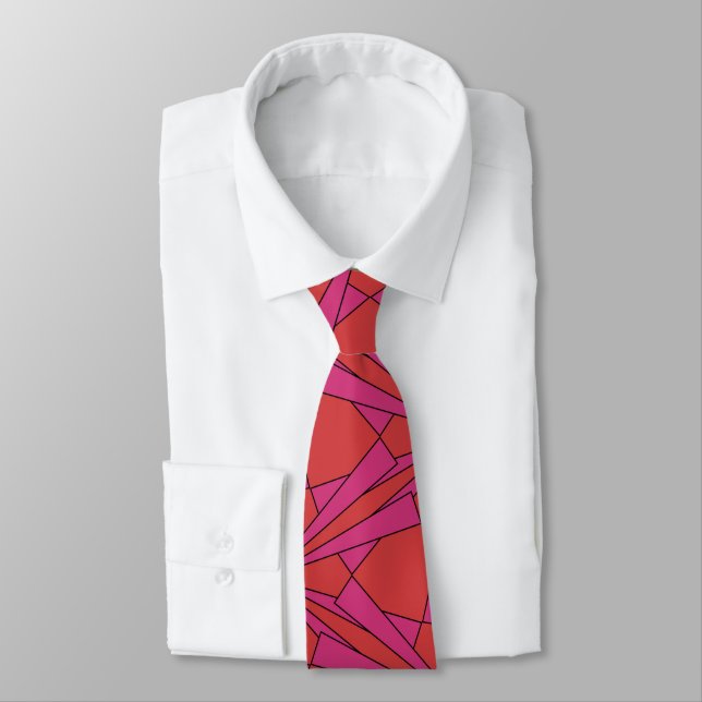Geometrische heißes Rosa-und Rot-Krawatte Krawatte (Gebunden)