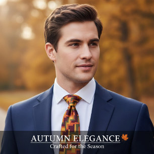 Geometrische Herbstfarben Abstrakte Muster Herbst Krawatte