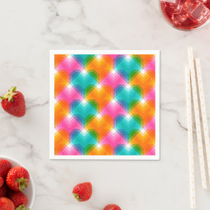 Geometrische Herzen in psychedelischen Farben (1) Serviette