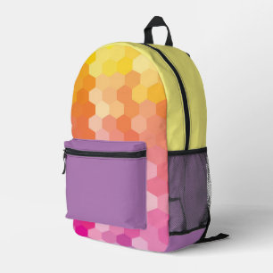 Geometrische Hexagon-Formen rosa gelb Bedruckter Rucksack