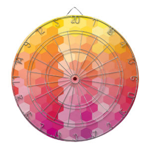 Geometrische Hexagon-Formen rosa gelb Dartscheibe