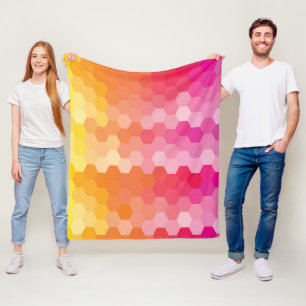 Geometrische Hexagon-Formen rosa gelb Fleecedecke
