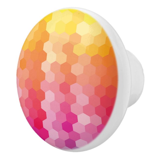 Geometrische Hexagon-Formen rosa gelb Keramikknauf (Rechts)