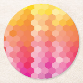 Geometrische Hexagon-Formen rosa gelb Runder Pappuntersetzer