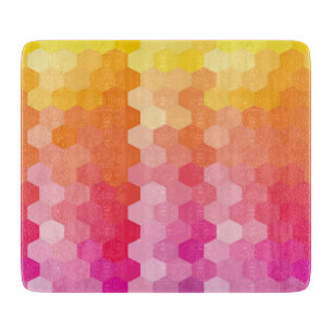 Geometrische Hexagon-Formen rosa gelb Schneidebrett