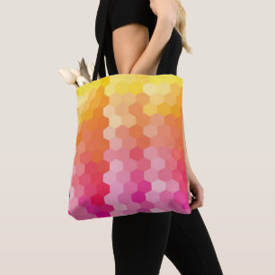 Geometrische Hexagon-Formen rosa gelb Tasche