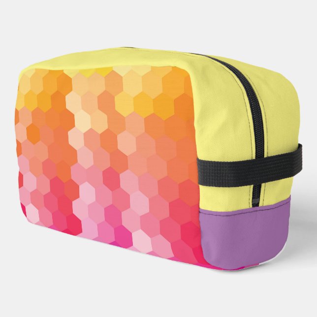 Geometrische Hexagon-Formen rosa gelb Waschbeutel (Linke Seite)