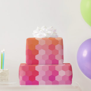 Geometrische Hexagon-Formen Rosa und Gelb-Farbstof Geschenkpapier