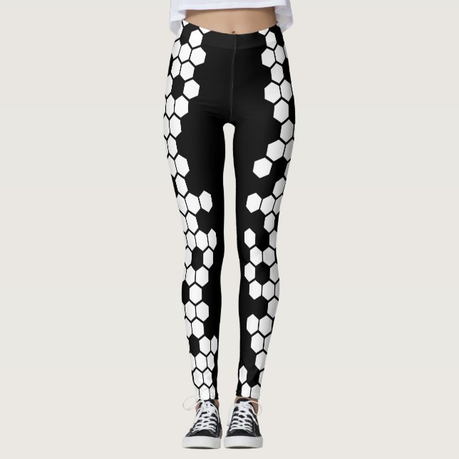 Geometrische Hexagon-Fußball-Leggings Leggings (Vorderseite)