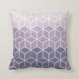 Geometrische Hexagone lila und weiß Kissen