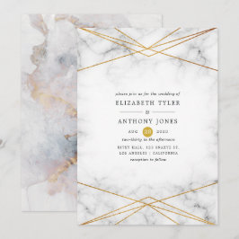 Geometrische Hochzeit aus Gold Marble Einladung