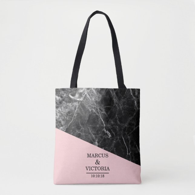 Geometrische Hochzeit aus schwarzem Marmor Tasche (Vorderseite)