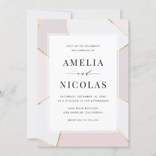 Geometrische Hochzeit für moderne Blush- und Goldf Einladung