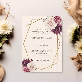 geometrische Hochzeit in beige bordeauxfarbenen El Einladung